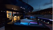 superyacht Better Place Aft deck social area at night Photo Gilles Martin-Raget